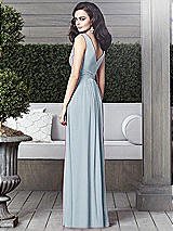 Rear View Thumbnail - Mist Draped V-Neck Shirred Chiffon Maxi Dress - Ari