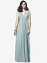 Front View Thumbnail - Morning Sky Draped V-Neck Shirred Chiffon Maxi Dress - Ari