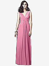 Front View Thumbnail - Orchid Pink Draped V-Neck Shirred Chiffon Maxi Dress - Ari