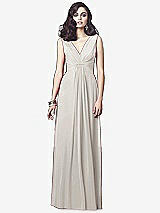 Front View Thumbnail - Oyster Draped V-Neck Shirred Chiffon Maxi Dress - Ari