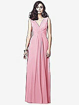 Front View Thumbnail - Peony Pink Draped V-Neck Shirred Chiffon Maxi Dress - Ari