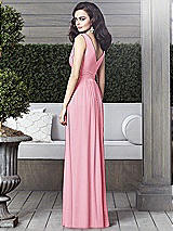 Rear View Thumbnail - Peony Pink Draped V-Neck Shirred Chiffon Maxi Dress - Ari