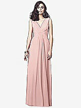 Front View Thumbnail - Rose - PANTONE Rose Quartz Draped V-Neck Shirred Chiffon Maxi Dress - Ari