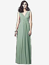 Front View Thumbnail - Seagrass Draped V-Neck Shirred Chiffon Maxi Dress - Ari