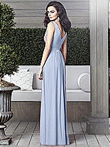 Rear View Thumbnail - Sky Blue Draped V-Neck Shirred Chiffon Maxi Dress - Ari