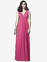 Front View Thumbnail - Tea Rose Draped V-Neck Shirred Chiffon Maxi Dress - Ari