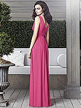 Rear View Thumbnail - Tea Rose Draped V-Neck Shirred Chiffon Maxi Dress - Ari