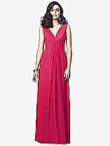 Front View Thumbnail - Vivid Pink Draped V-Neck Shirred Chiffon Maxi Dress - Ari