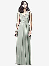 Front View Thumbnail - Willow Green Draped V-Neck Shirred Chiffon Maxi Dress - Ari