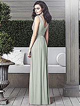 Rear View Thumbnail - Willow Green Draped V-Neck Shirred Chiffon Maxi Dress - Ari