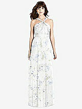 Front View Thumbnail - Bleu Garden Twist Halter Chiffon Maxi Dress - James