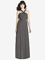 Front View Thumbnail - Caviar Gray Twist Halter Chiffon Maxi Dress - James