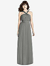 Front View Thumbnail - Charcoal Gray Twist Halter Chiffon Maxi Dress - James