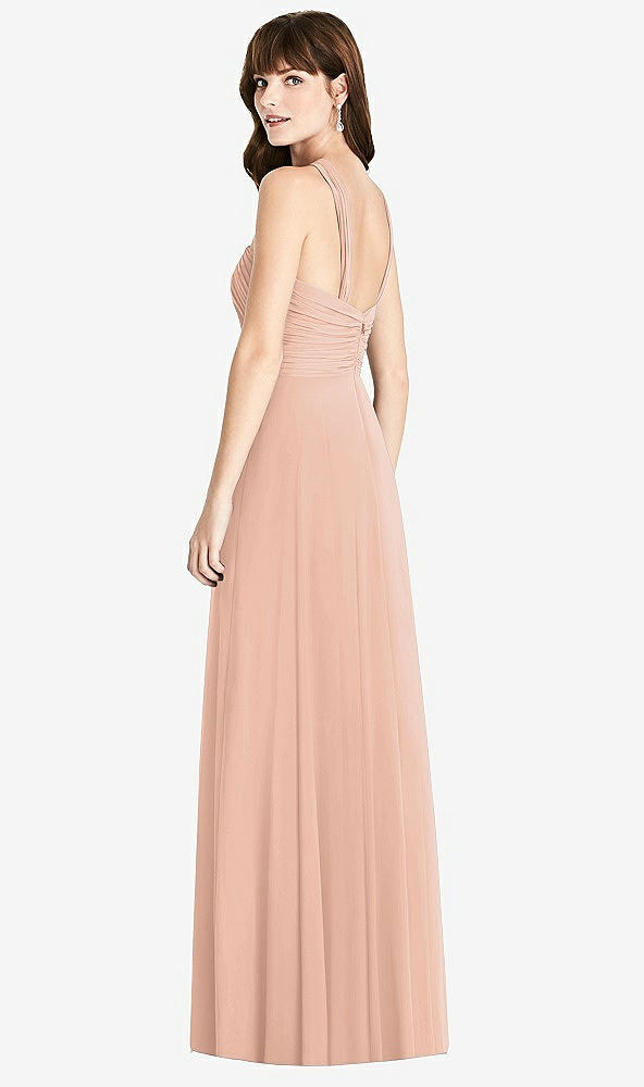 Back View - Pale Peach Twist Halter Chiffon Maxi Dress - James