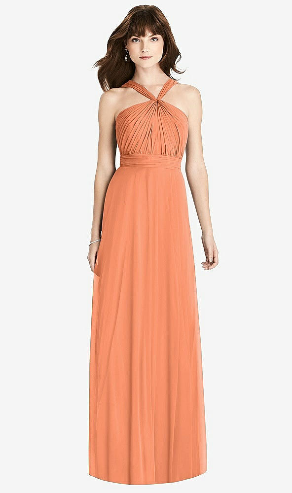 Front View - Sweet Melon Twist Halter Chiffon Maxi Dress - James