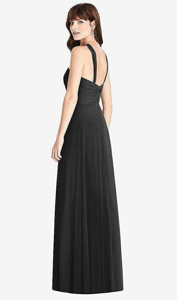 Back View - Black Twist Halter Chiffon Maxi Dress - James