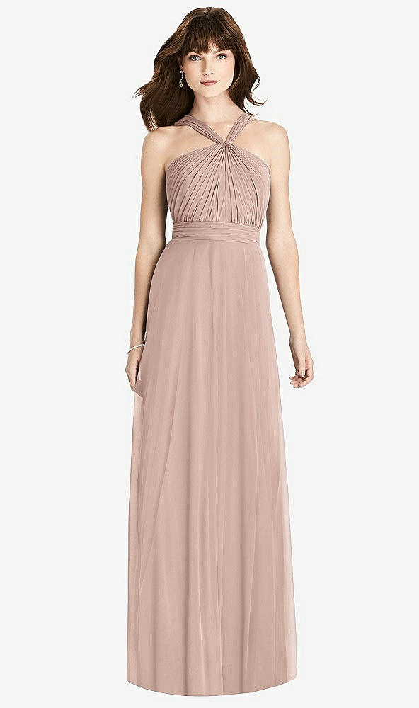 Front View - Bliss Twist Halter Chiffon Maxi Dress - James