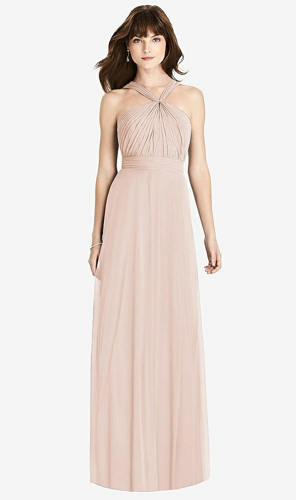 Front View - Cameo Twist Halter Chiffon Maxi Dress - James