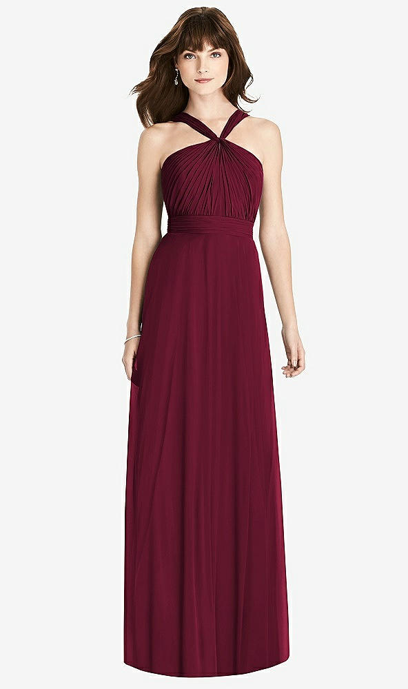 Front View - Cabernet Twist Halter Chiffon Maxi Dress - James