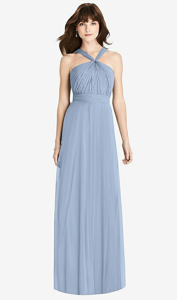 Front View - Cloudy Twist Halter Chiffon Maxi Dress - James