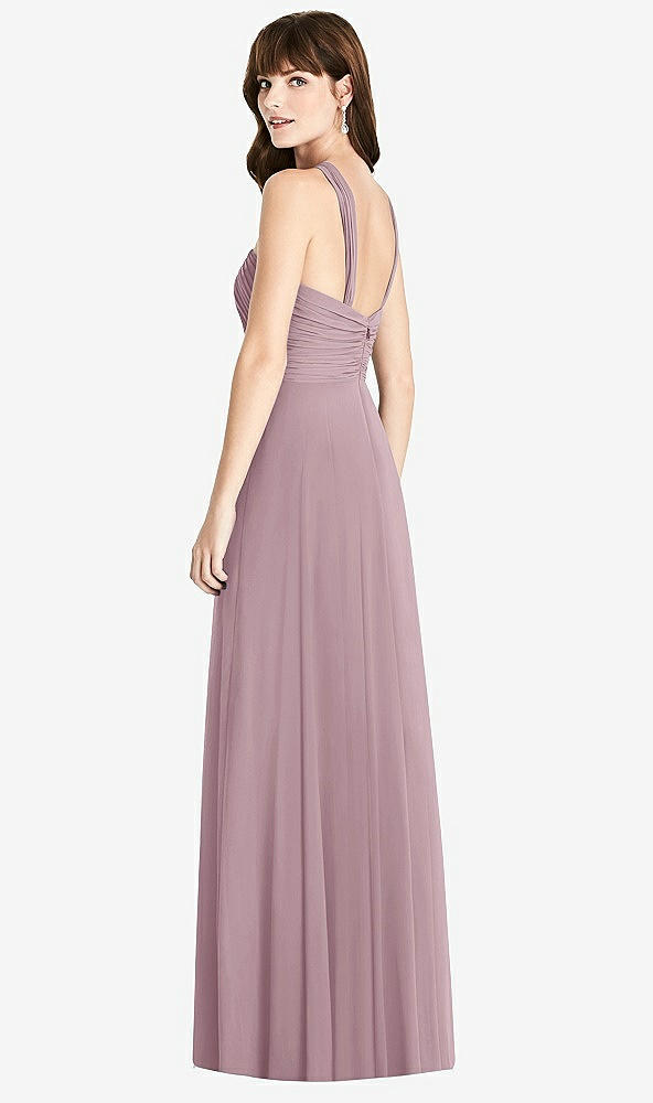 Back View - Dusty Rose Twist Halter Chiffon Maxi Dress - James