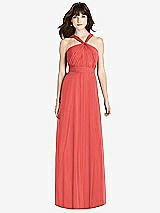 Front View Thumbnail - Perfect Coral Twist Halter Chiffon Maxi Dress - James