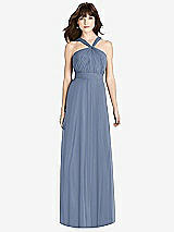 Front View Thumbnail - Larkspur Blue Twist Halter Chiffon Maxi Dress - James