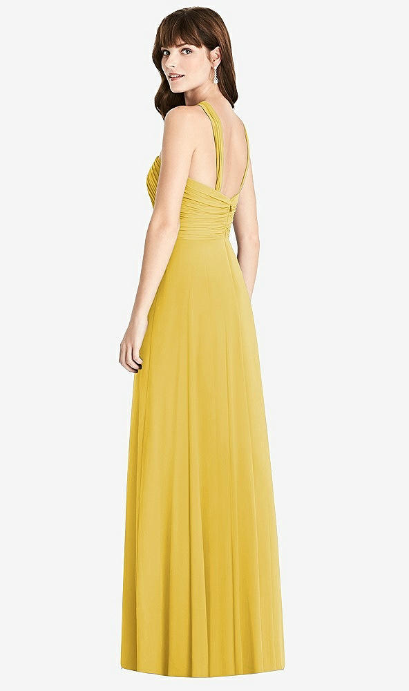 Back View - Marigold Twist Halter Chiffon Maxi Dress - James