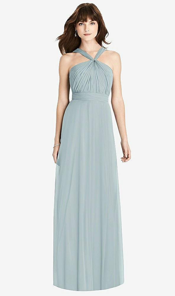 Front View - Morning Sky Twist Halter Chiffon Maxi Dress - James