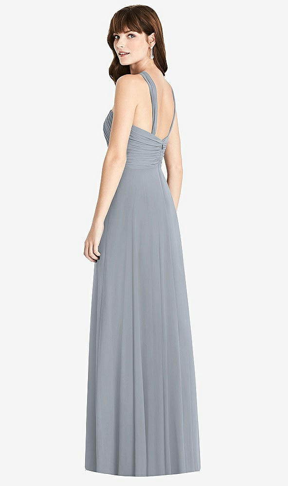 Back View - Platinum Twist Halter Chiffon Maxi Dress - James