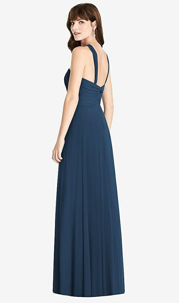 Back View - Sofia Blue Twist Halter Chiffon Maxi Dress - James