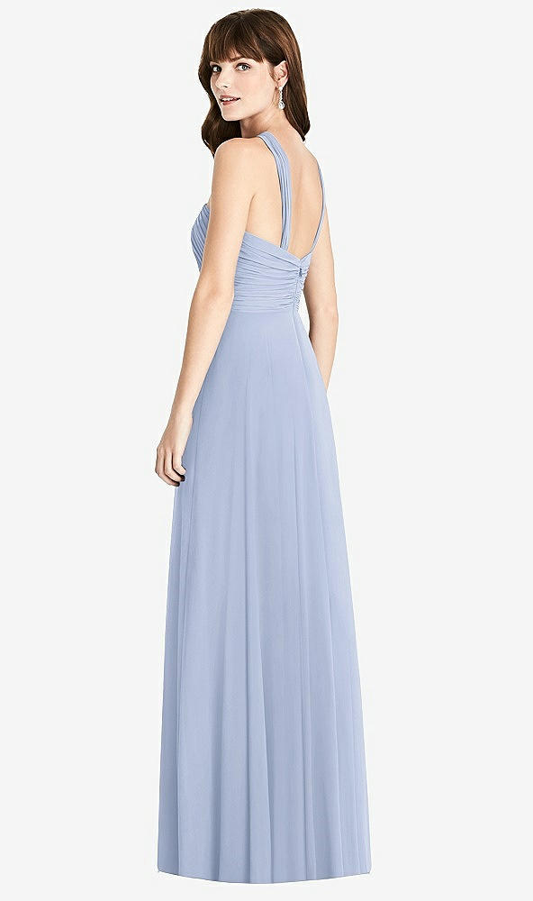 Back View - Sky Blue Twist Halter Chiffon Maxi Dress - James