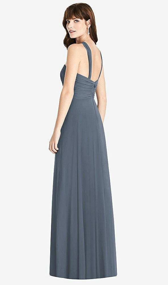 Back View - Silverstone Twist Halter Chiffon Maxi Dress - James