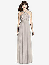 Front View Thumbnail - Taupe Twist Halter Chiffon Maxi Dress - James