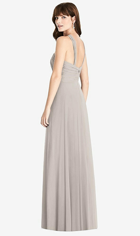 Back View - Taupe Twist Halter Chiffon Maxi Dress - James