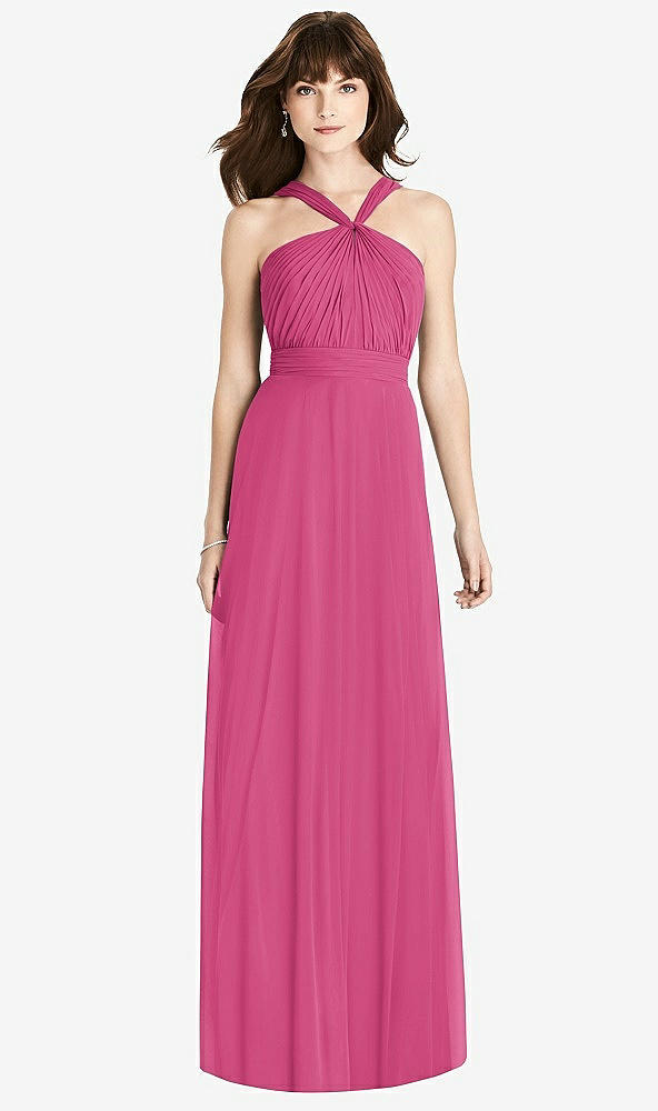 Front View - Tea Rose Twist Halter Chiffon Maxi Dress - James