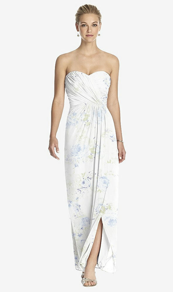 Front View - Bleu Garden Strapless Draped Chiffon Maxi Dress - Lila