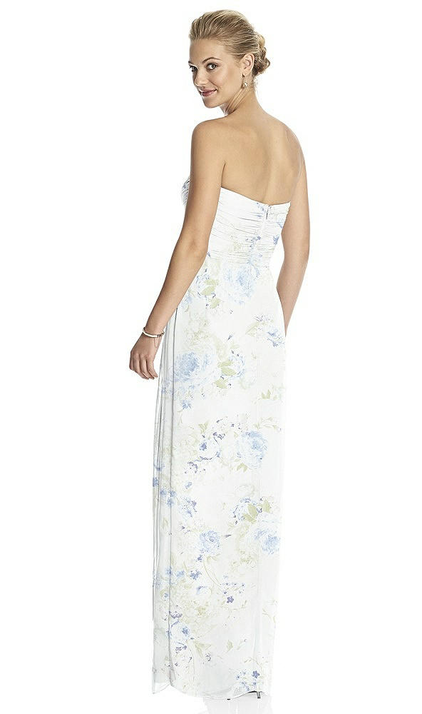 Back View - Bleu Garden Strapless Draped Chiffon Maxi Dress - Lila