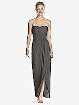 Front View Thumbnail - Caviar Gray Strapless Draped Chiffon Maxi Dress - Lila