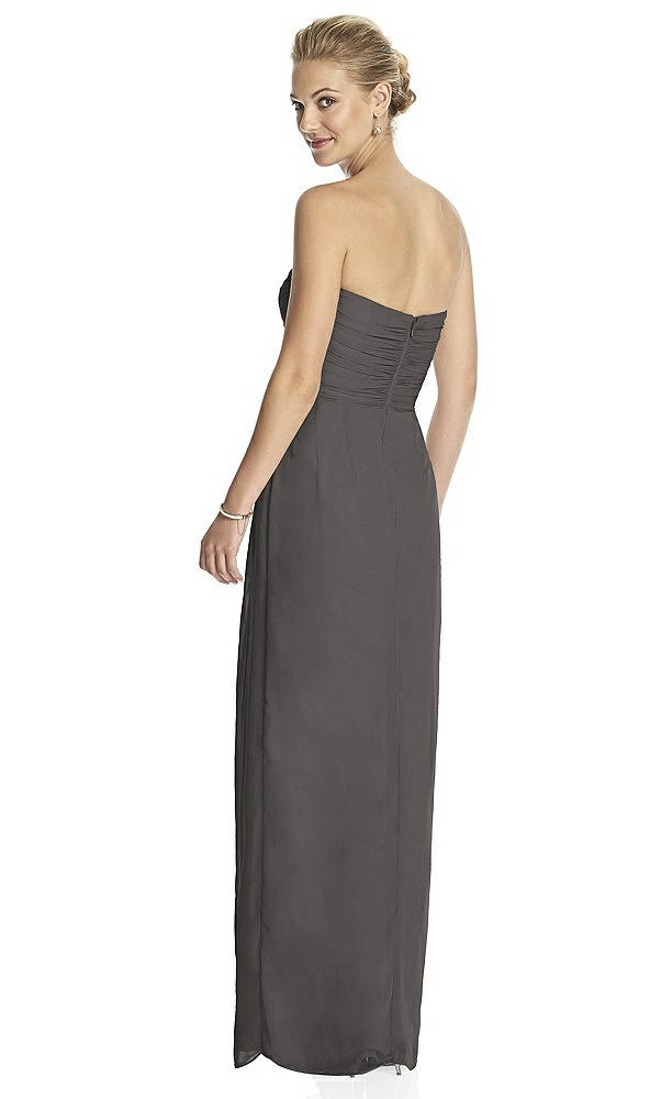 Back View - Caviar Gray Strapless Draped Chiffon Maxi Dress - Lila