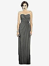 Alt View 1 Thumbnail - Charcoal Gray Strapless Draped Chiffon Maxi Dress - Lila