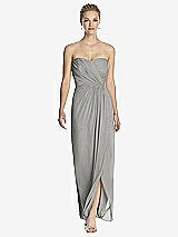 Front View Thumbnail - Chelsea Gray Strapless Draped Chiffon Maxi Dress - Lila