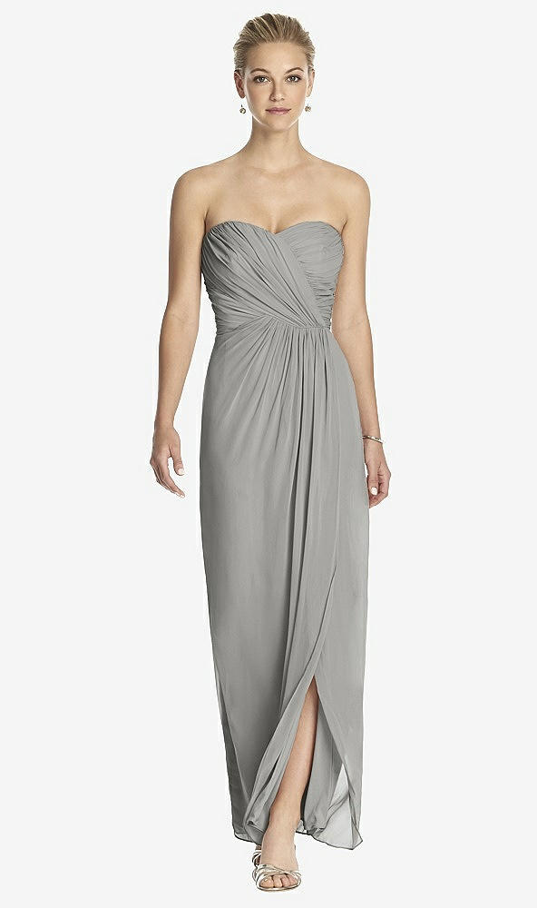 Front View - Chelsea Gray Strapless Draped Chiffon Maxi Dress - Lila