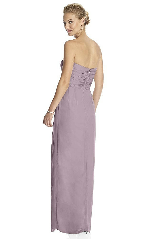 Back View - Lilac Dusk Strapless Draped Chiffon Maxi Dress - Lila