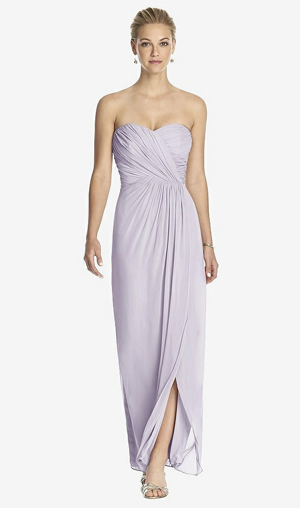 Front View - Moondance Strapless Draped Chiffon Maxi Dress - Lila