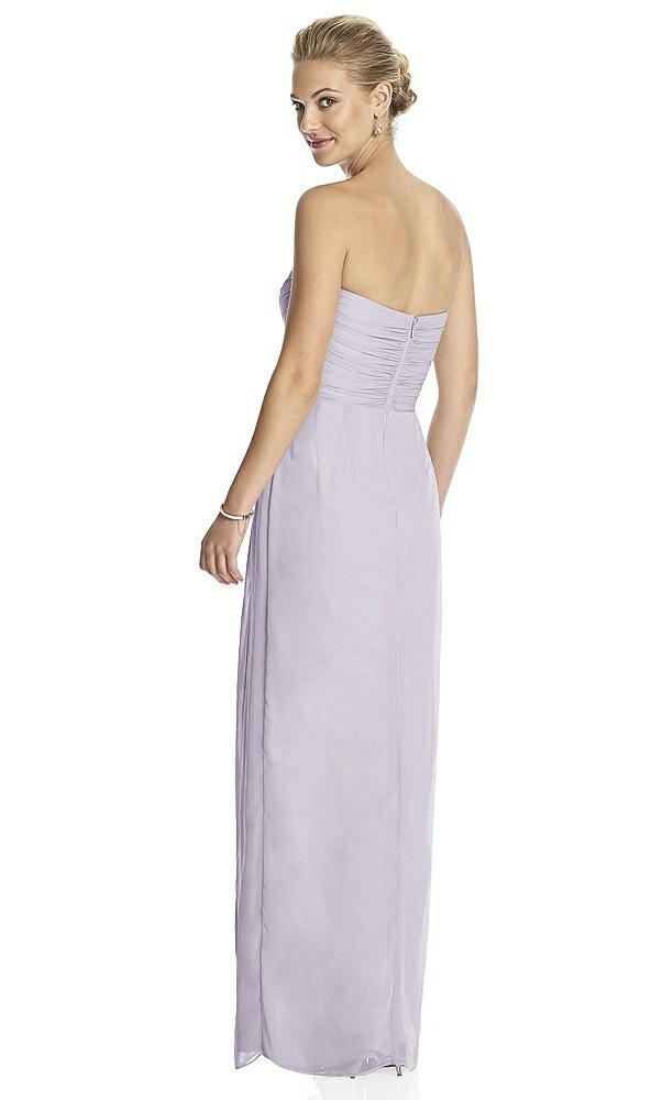 Back View - Moondance Strapless Draped Chiffon Maxi Dress - Lila