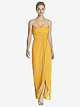 Front View Thumbnail - NYC Yellow Strapless Draped Chiffon Maxi Dress - Lila