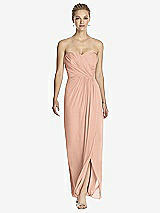 Front View Thumbnail - Pale Peach Strapless Draped Chiffon Maxi Dress - Lila