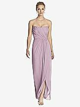 Front View Thumbnail - Suede Rose Strapless Draped Chiffon Maxi Dress - Lila