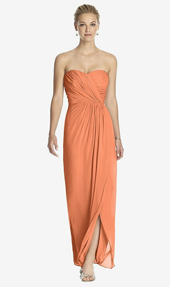 Front View - Sweet Melon Strapless Draped Chiffon Maxi Dress - Lila